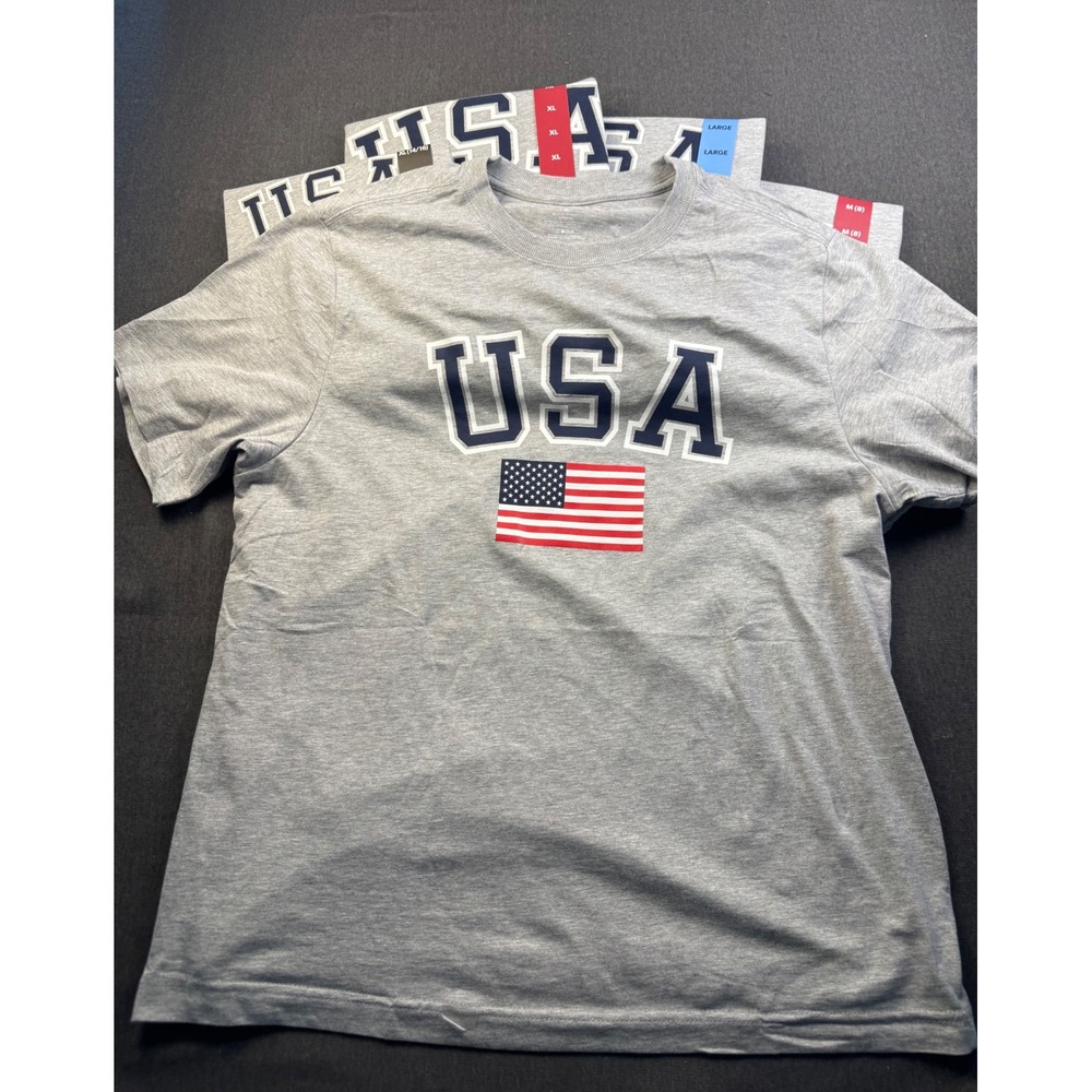 USA Flag  T-Shirt Gray Patriotic Tee family‎ kit  5 shirts